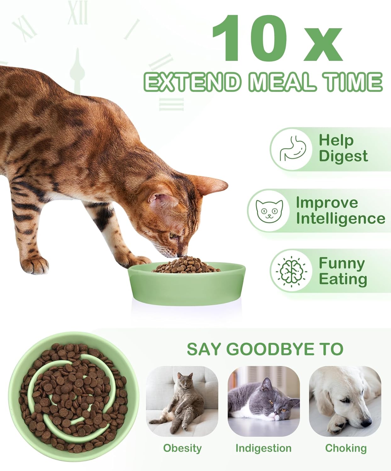 TRUVIC Ceramic Slow Feeder Dog Bowls Small Breed, 0.6 Cup Slow Feeder Cat Bowls for Fast Eaters, Ceramic Dog Food Dish no Black Chin, Puzzle Bowl for Small Dogs and Cats, White