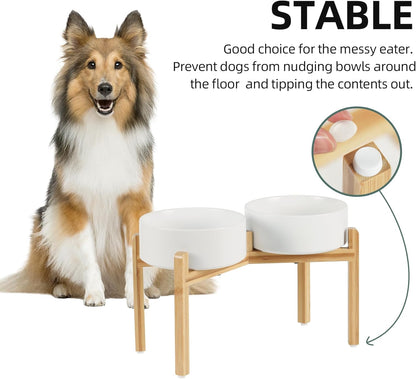 Havniva 8.3” Dog Bowls Elevated Ceramic Dog Food and Water Bowl, Raised Dog Water Bowl with Stand Non-Slip Rubber Base Large Capacity Feeding Pet Food Bowl for Large Dogs