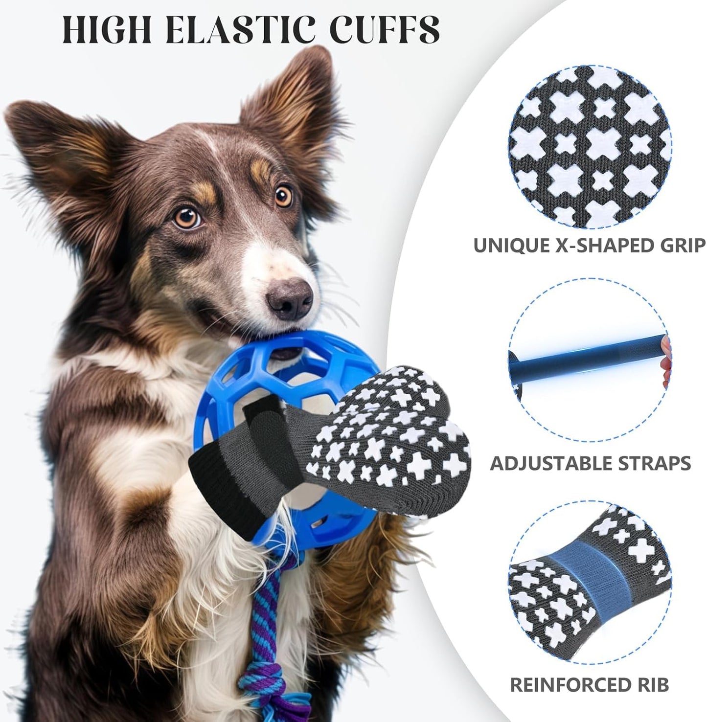 Non-Slip Dog Socks for Hardwood Floors Anti Slip Double-Sided Grippy Socks for Senior Dogs to Prevent Licking Paws, Scratching & Hot Pavement Premium Dog Paw Protector with Grippers Black L
