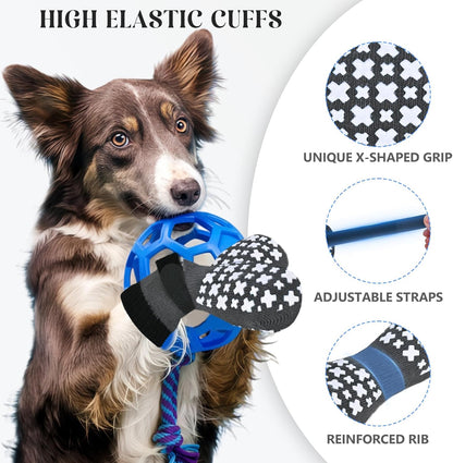 Non-Slip Dog Socks for Hardwood Floors Anti Slip Double-Sided Grippy Socks for Senior Dogs to Prevent Licking Paws, Scratching & Hot Pavement Premium Dog Paw Protector with Grippers Black L