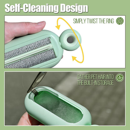 Lint Roller Resuable for Clothes, Magic Self- Cleaning Pet Hair Remover for Cats Dogs Fur, Portable Washable Pet Hair Removal Tool Brush for Curtain, Carpet, Bedding, Sofa, Couch, Green