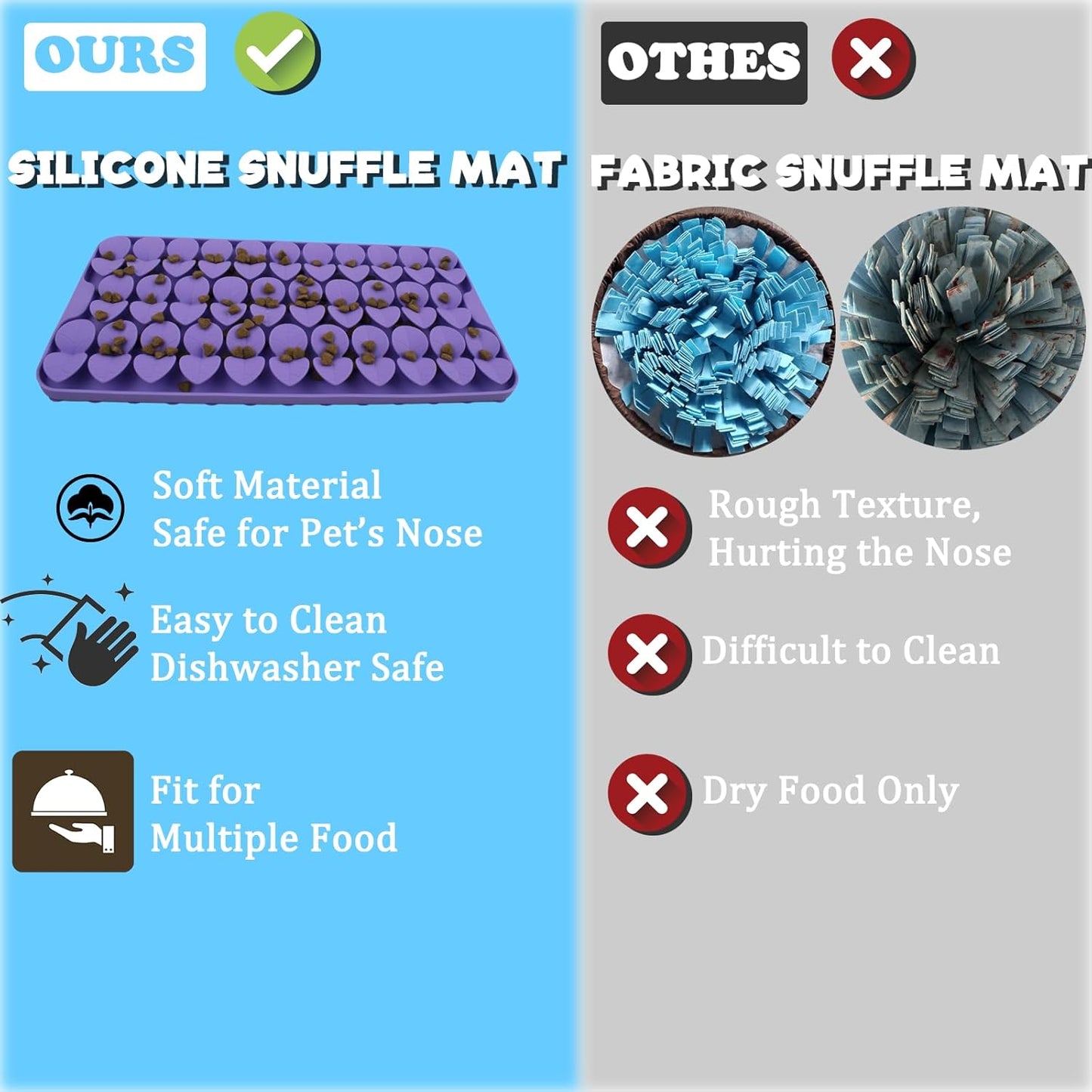 Silicone Snuffle Mat for Dogs Slow Feeder Lick Mat with Suction Cups Dogs Sniff Mat Dogs & Cats Entertainment Toys for Boredom(Black)