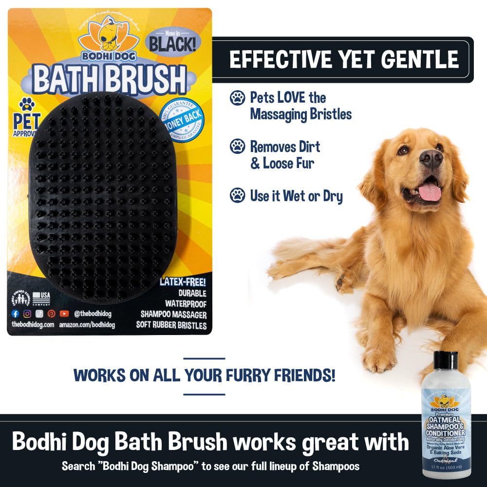 Bodhi Dog Shampoo Brush - Pet Grooming & Bath Supplies for Dogs and Cats - Bath Brush for Long & Short Hair - Premium Scrubber for Shower, Bathing & Massage (One Pack, Blue)