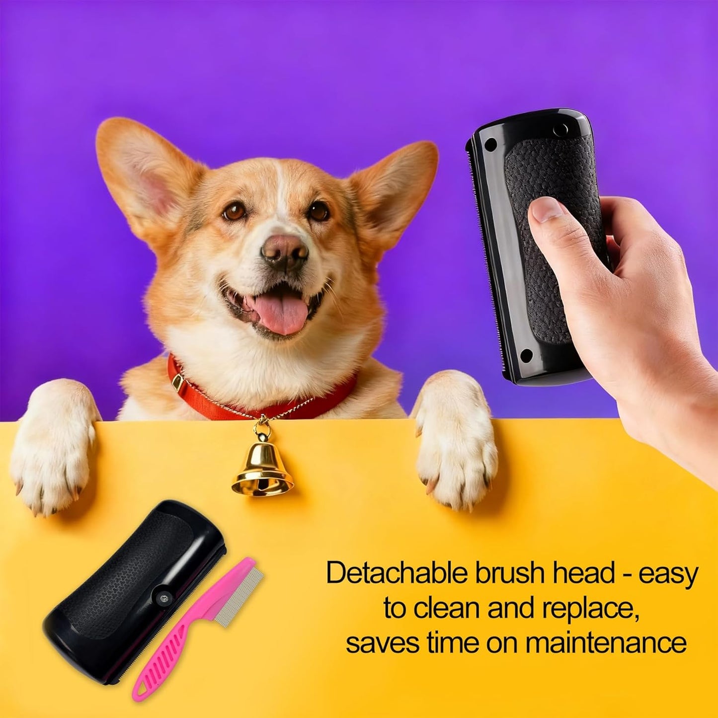 Deshedding Brush For Shedding - Short Long Hair Pet Dog Cat Grooming Tool Brush For Shedding Deshedding Brush for Pet Dogs Cats Rabbits Horses With Flea Comb