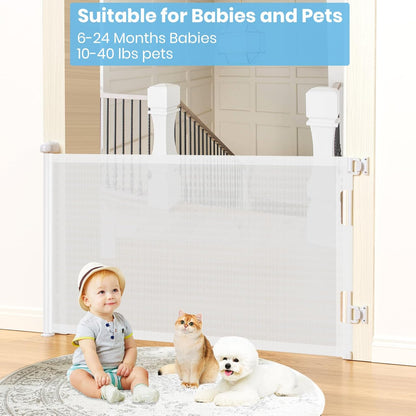HAMOPY Retractable Baby Gate, 33" Tall, Extends up to 55" Wide, Durable Auto-Lock Baby Gates for Stairs, Mesh Dog Gate and Child Safety Gates for Doorways, Hallways, Indoor, Outdoor(Black)