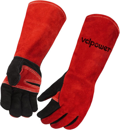 vclpower Animal Handling Gloves Size M Fit for Women & Small Hands Bite Proof Double Leather Reinforced Padding Dog,Cat Scratch,Bird Handling Falconry Gloves Grabbing Reptile Squirrel Snake Bite 16in