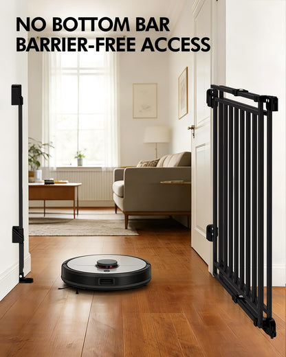Extra Wide Baby Gate for Doorways 29" Tall Safety Gate for Kids&Pets,Pressure Mounted with Auto Close,Walk-Thru Metal Gate,Adjustable Width 26.4"-43",Indoor Pet Gate for Stairs & Hallways Black