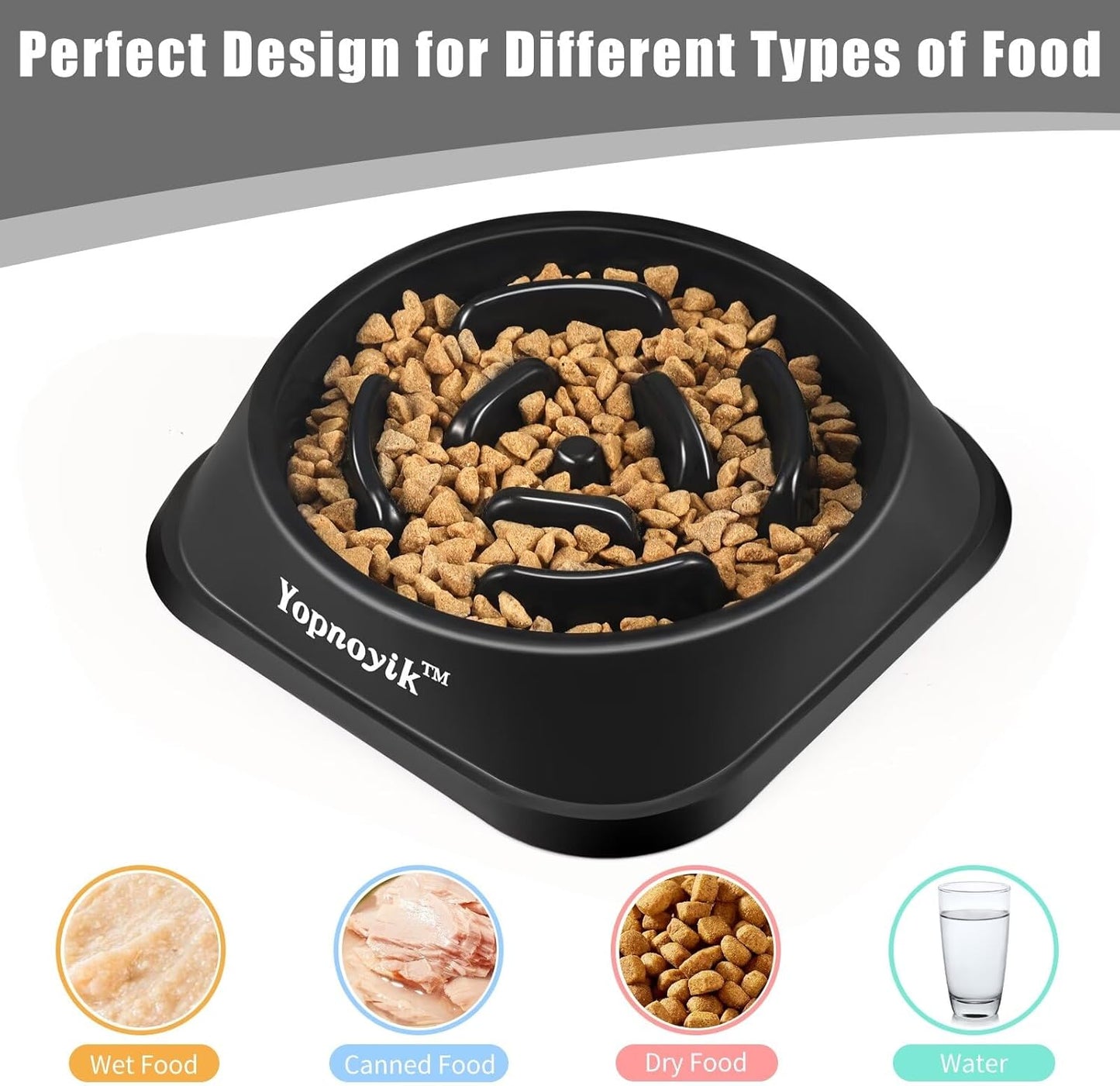 2 Pack Slow Feeder Dog Bowls for Healthy Eating, Non-Slip and Anti-Choking Design, Reduces Bloating & Overeating for Medium Dogs and Cats, Easy to Clean