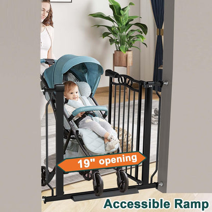 Fairy Baby 62.5"-71.6" Extra Wide Baby Gate Pressure Mount, Long Large Dog Gate Indoor Doorways Stairs, No Drill Safety Child Gate for Kids with Double Lock, Walk Thru Pet Gate for Puppy Doggy, Black