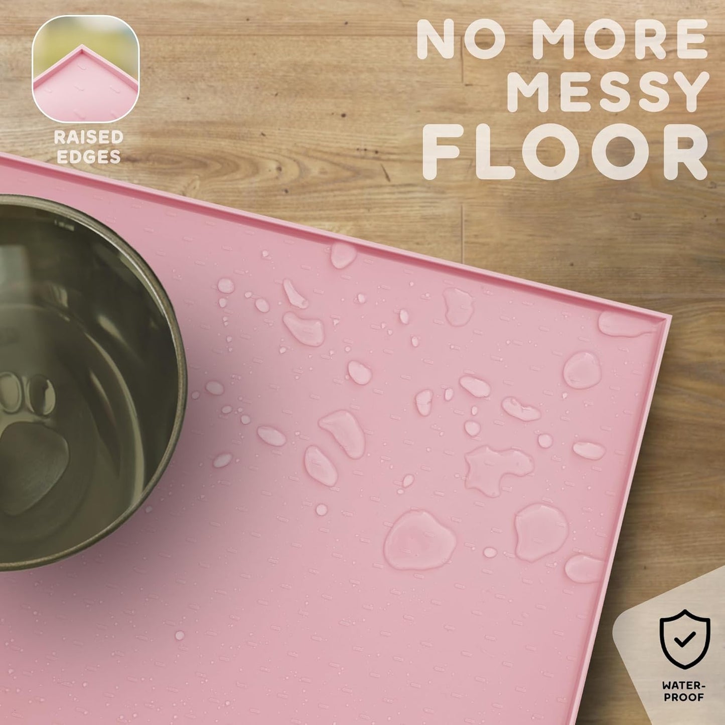 Dog Food Mat - Raised Edges Dogs Mat for Food and Water Prevent Spill, Waterproof Cat Food Mats Protect Floors, Easy Clean Dog Bowl Mats for Food and Water, Silicone Pet Feeding Placemats