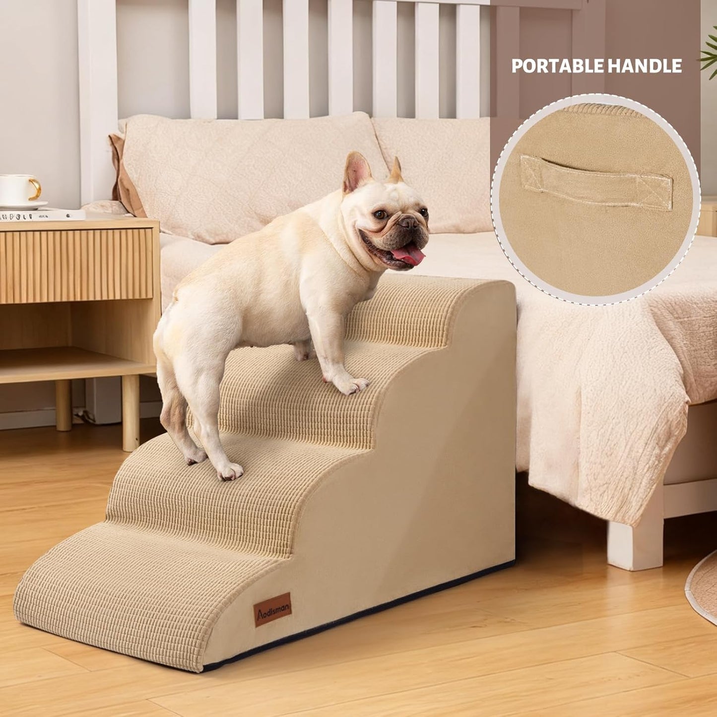 Aodisman 3-Step Dog Ramp and Stairs for Sofa and Chair - Non-Slip Sturdy Pet Steps for Small Dogs and Cats,15.7" H,Grey