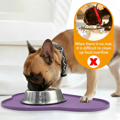 Ptlom Silicone Pet Placemat for Dogs and Cats, Non-Slip Waterproof Dog Feeding Bowl Mats for Food and Water, Small Medium Large Pet Puppy Tray Mat Prevent Residues from Spilling onto The Floor, Beige