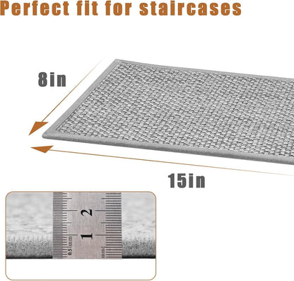 FlowaFoli Stair Treads for Wooden Steps Indoor,8" X 30" (15 in Pack) Stair Treads Non Slip, Machine Washable for Kids Elders and Pets,Beige