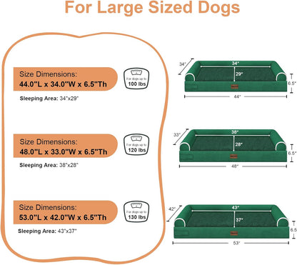 Large Dog Bed Orthopedic Washable: Beds Bolster XL Bed Large Big Dogs Memory Foam Couch Sofa Waterproof with Removable Cover