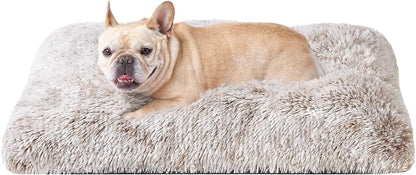 EHEYCIGA Fluffy Dog Crate Bed for Medium Dogs, Plush Faux Fur Crate Pad, Calming Anti Anxiety Medium Dog Bed, Washable Soft Warm Crate Mat with Non-Slip Bottom