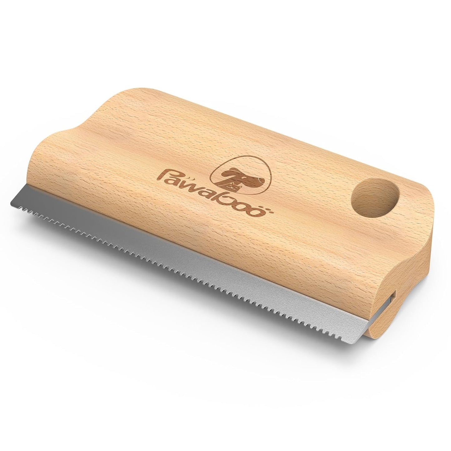 Pawaboo Deshedding Brush for Dogs & Cats, Dog Hair Removal Comb with Ergonomic Gripping, Wooden Grooming Shedding Brush for Long Hair Dogs and Cats, Hangable Pet Cleaning Comb Supplies, 5.1 Inch
