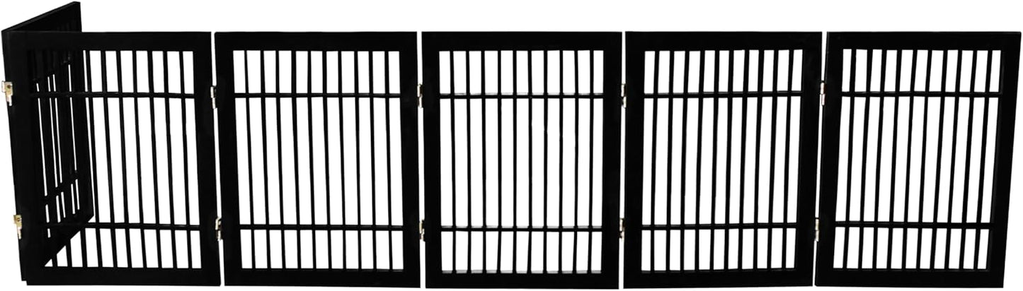 Urnporium Freestanding Wooden Dog Gate for Doorways – Foldable Acacia Wood Pet Gate, No Drill Portable Indoor/Outdoor Puppy Fence Barrier (White Pet Gate, 3 Panel 24" Tall)