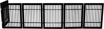 Urnporium Freestanding Wooden Dog Gate for Doorways – Foldable Acacia Wood Pet Gate, No Drill Portable Indoor/Outdoor Puppy Fence Barrier (White Pet Gate, 3 Panel 24" Tall)