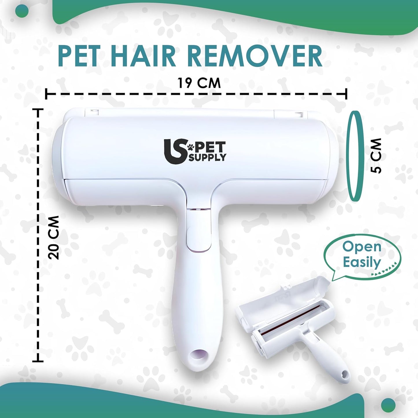Pet Hair Remover Roller -Reusable, Self Cleaning Lint Roller for Pet Hair Removal on Furniture, Carpets, Clothes & Car Seats-Dog & Cat Hair Remover No Sticky Tapes (White)