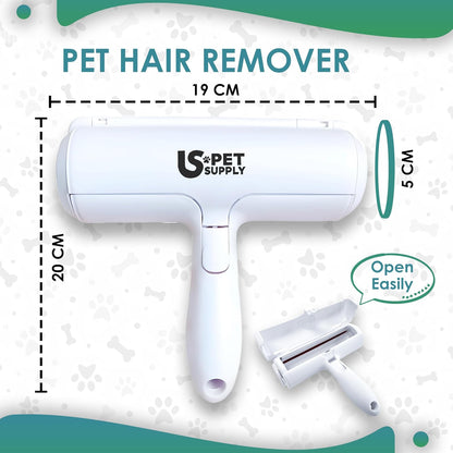 Pet Hair Remover Roller -Reusable, Self Cleaning Lint Roller for Pet Hair Removal on Furniture, Carpets, Clothes & Car Seats-Dog & Cat Hair Remover No Sticky Tapes (White)
