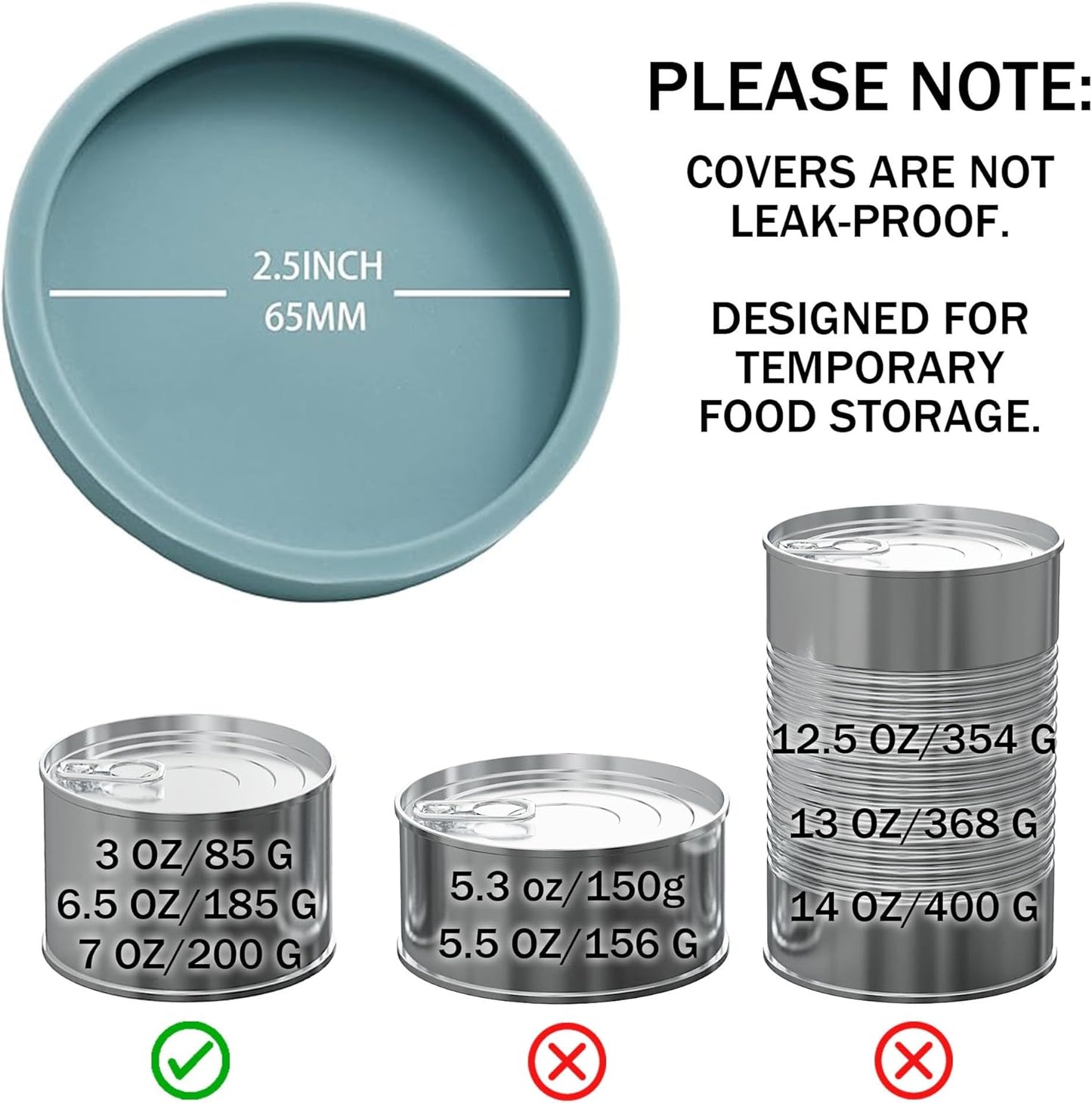 OHMO 2 Pack Cat Food Can Lids, Small Size (3 oz) Silicone Pet Food Can Lids Covers for 3 oz Cat Food Cans, Light Green