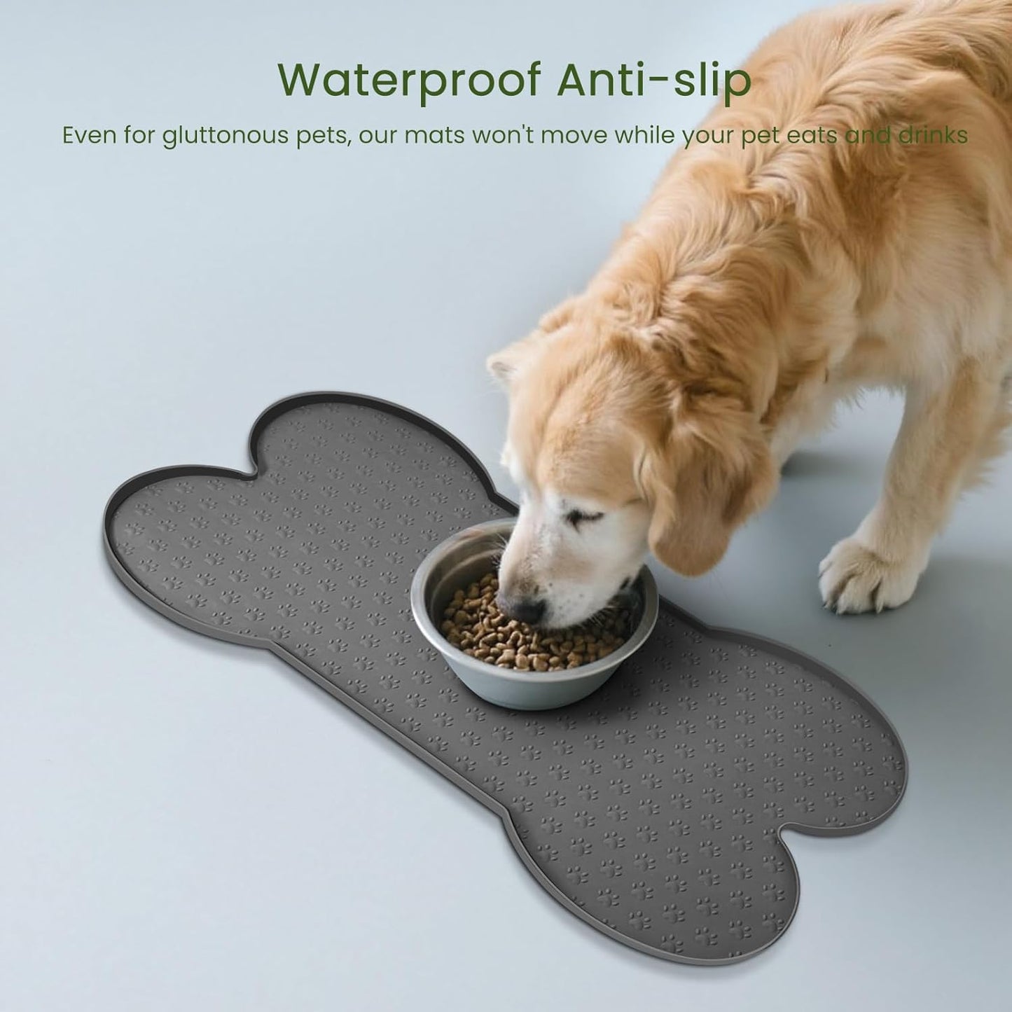 PWTAA Dog Food Mat Anti-Slip Silicone Dog Bowl Mat Thicker Pet Placemat Waterproof Cat Feeder Pad with Raised Edge Puppy Kitten Feeding Mats Suitable Small Medium-Sized Dogs Cats Eating Tray