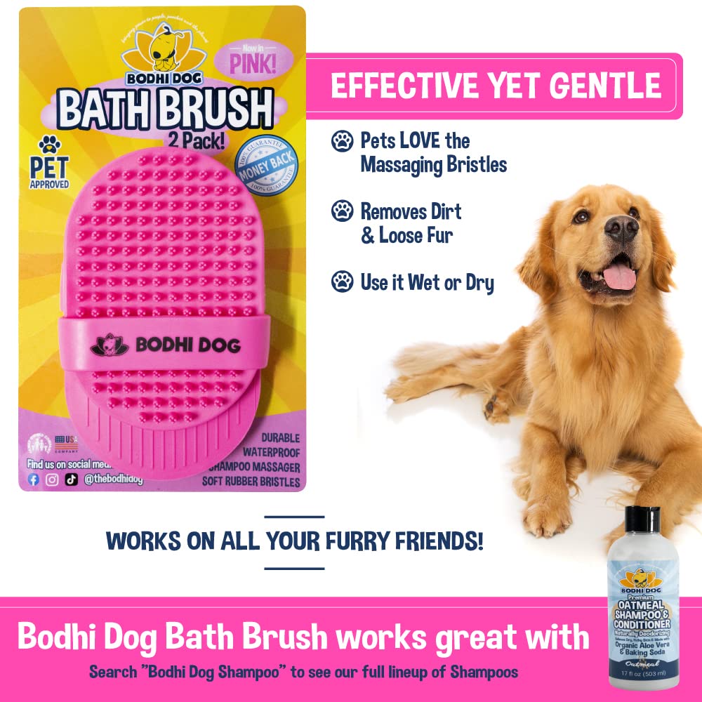 Bodhi Dog Shampoo Brush - Pet Grooming & Bath Supplies for Dogs and Cats - Bath Brush for Long & Short Hair - Premium Scrubber for Shower, Bathing & Massage (One Pack, Blue)