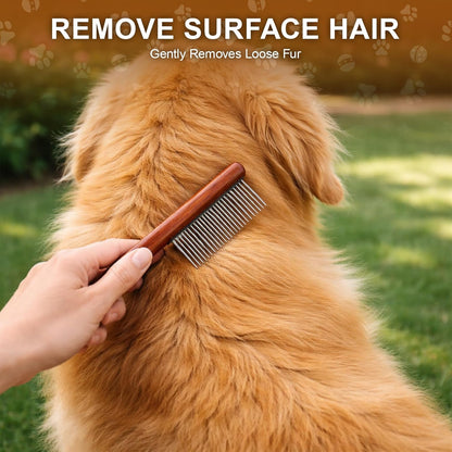Dematting Comb for Dogs, 3 PCS Detangling Brush for Dogs and Cats, Professional Grooming Supplies, New Dual Row Comb Design with Long and Short Teeth,Easily Remove Knots, for Wavy & Curly Coats