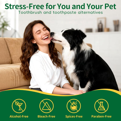 GLADFRESIT Dental Care Finger Wipes 50 Counts –Disposable Wipes for Dogs & Cats, Plaque & Tartar, Fresh Breath & Gum Health，All Natural Dog Toothbrush & Tooth Brushing Kit（Unscented）