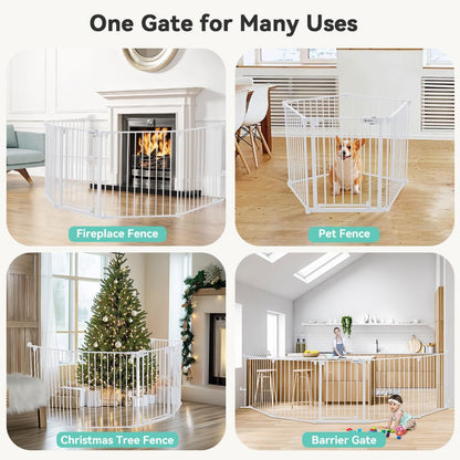 COMOMY 80" Extra Wide Baby Gate, Dog Gate for House Stairs Doorways Fireplace, Auto Close Pet Gate with Door Walk Through, 3 Metal Panels, Hardware Mounted Baby Fence Indoor Outdoor(30" Tall, Black)