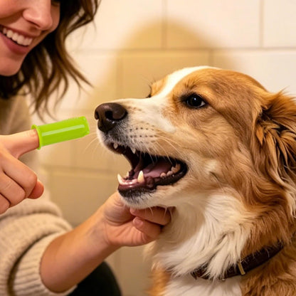 2-Pack Dog Toothbrush for Different Finger Sizes, 180° Bristle Coverage, Soft Dog Tooth Brushing Kit for Medium & Large Dogs, Dental Care Pet Teeth Plaque and Tartar Cleaning, Food-Grade Silicone