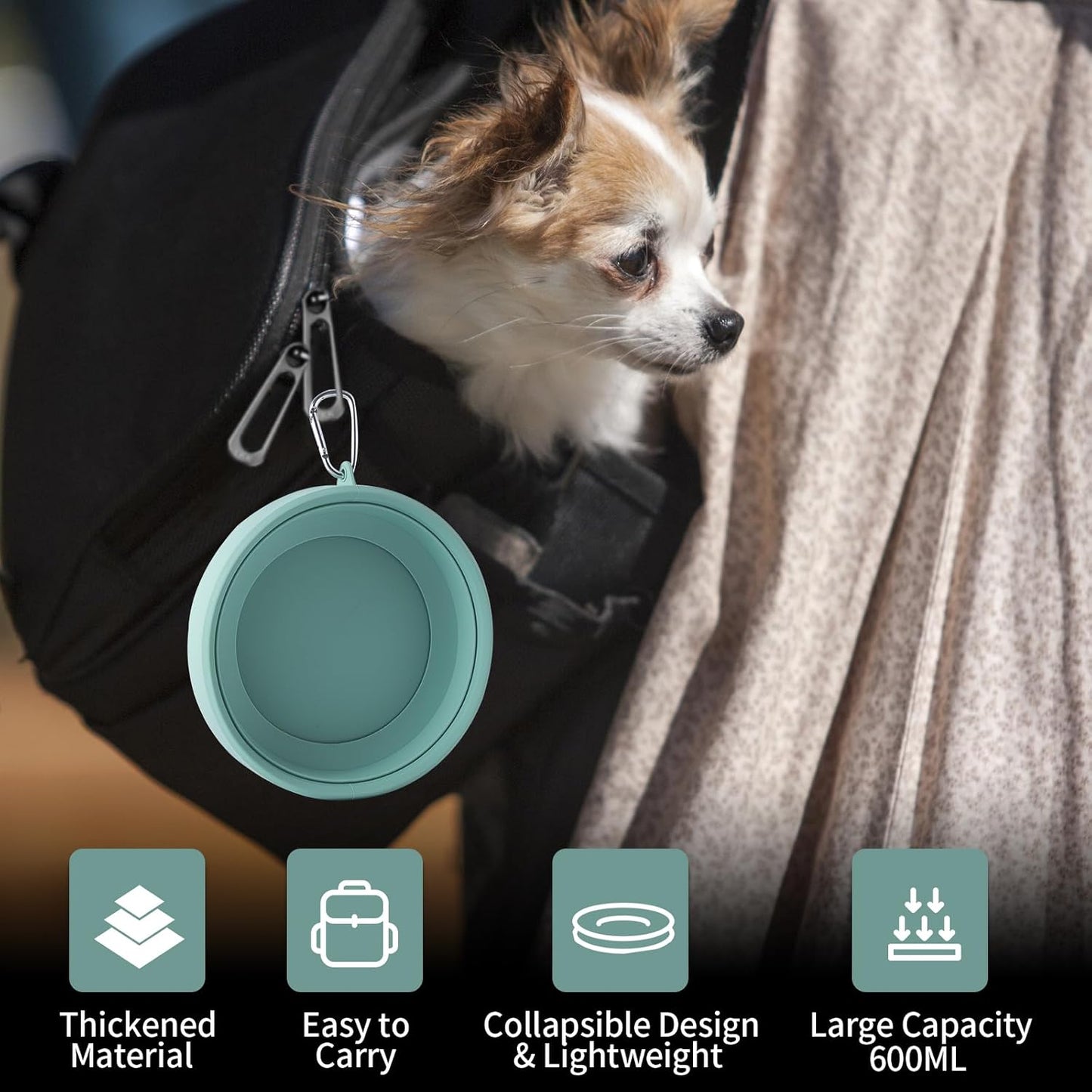 SLSON Spill Proof Dog Water Bowl for Cars,Collapsible No Splash Dog Travel Bowls Integrated Molding Portable Pet Bowl for Vehicle Road Trip Truck,RV,SUV,Boat Accessories (Cold Grey)