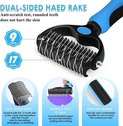 Large Dog Slicker Brush for Goldendoodles, Poodles - 3 in 1 Grooming Kit with Undercoat Rake, Comb - Extra Long Pins for Dematting Great Pyrenees, Thick Coats, Shedding, Detangling, Natural