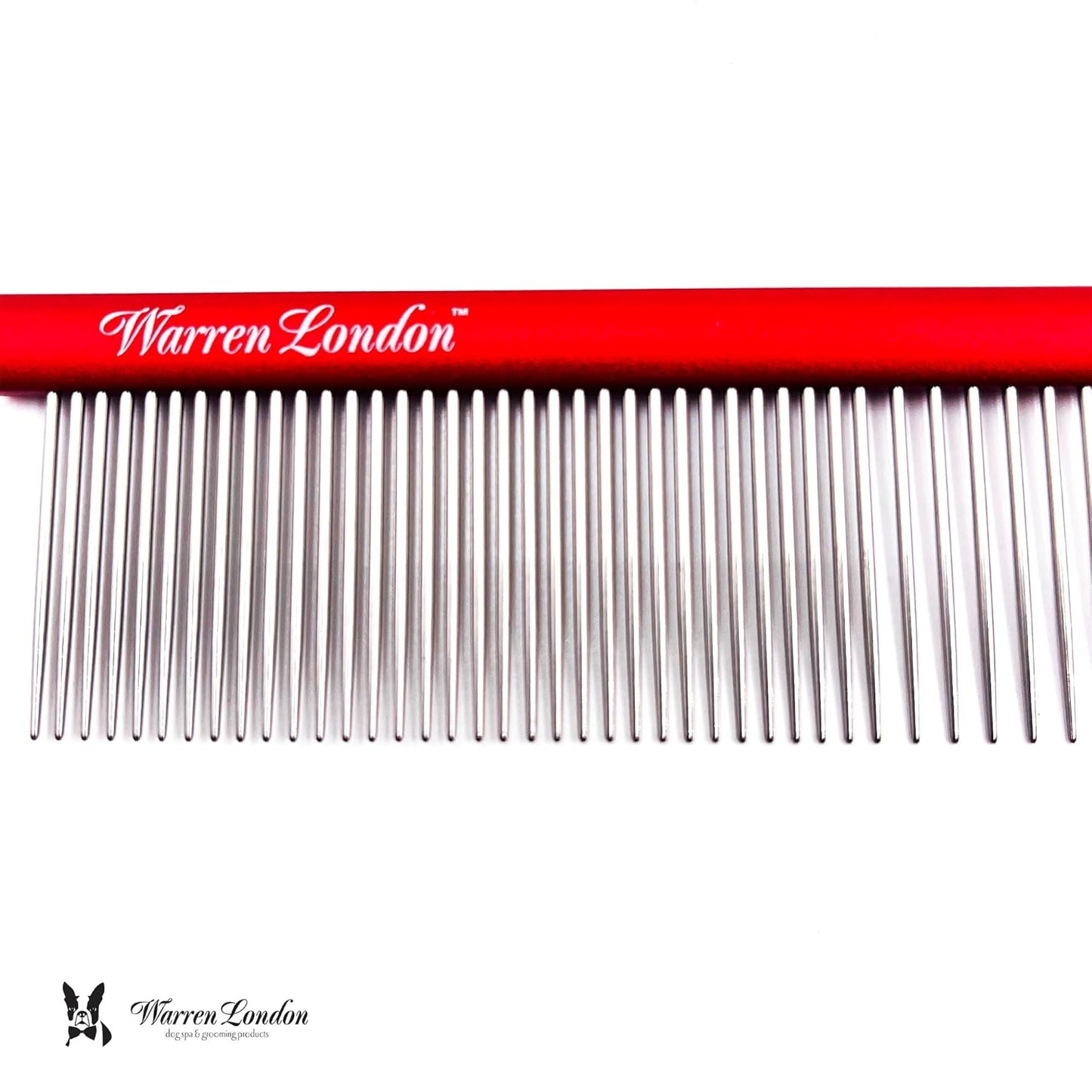 Warren London Detangling Strong Comb for Dogs | 10 inches | Comfort Control Durability and Detail for Small Medium Large Dogs | Ergonomic Dog Cat Grooming Pet Supplies Deshedding Mat Tool