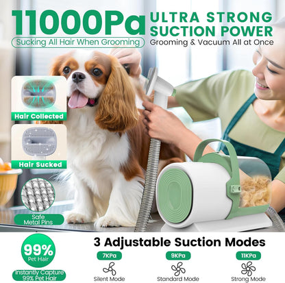 Dog Grooming Vacuum and Kit, Clipper Nail Trimmer Grinder, 2.5L Dust Cup 7 Grooming Tools 11000Pa Pet Vacuum for Shedding Grooming, Dog Hair Vacuum, Home Cleaning, PG50 Plus