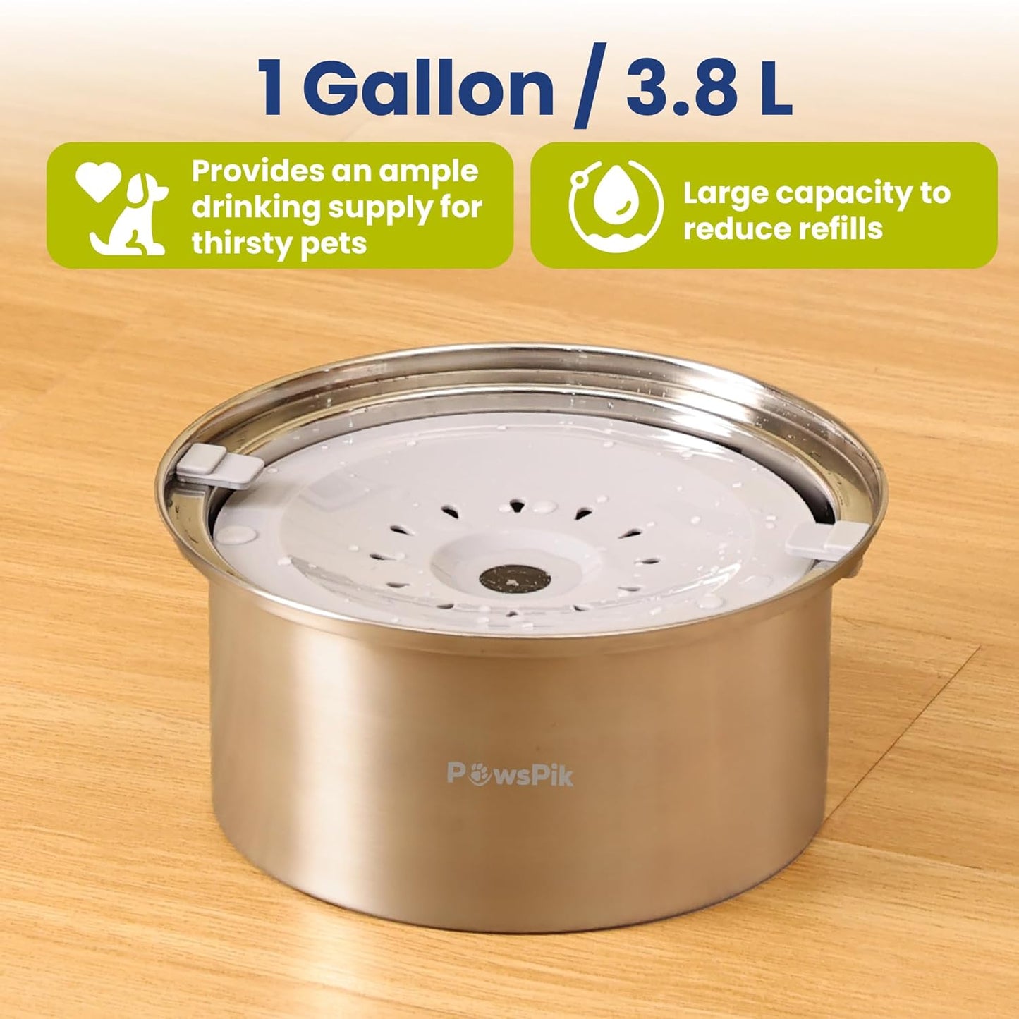 PawsPik Spill Proof Stainless Steel Dog Water Bowl – 4L Slow Drinking Pet Bowl with Floating Tray, Non-Tip, BPA-Free, Dishwasher Safe – for Large Dogs & Multi-Pet Homes