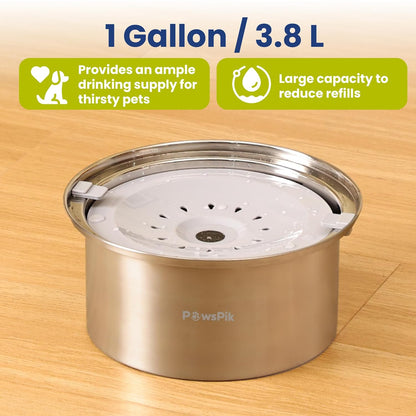 PawsPik Spill Proof Stainless Steel Dog Water Bowl – 4L Slow Drinking Pet Bowl with Floating Tray, Non-Tip, BPA-Free, Dishwasher Safe – for Large Dogs & Multi-Pet Homes