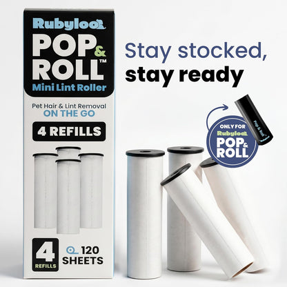Mini Lint Roller for Pet Hair Extra Sticky (3 Pack + 4 Refill Rolls) - Travel Size Pet Hair Roller with Retractable Cover - Cat & Dog Fur Remover for Clothes