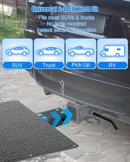 Pet Ramp Steps for Dogs Get in & Out of Car, Portable Dog Ramp for 2 Inch Trailer Hitch, Stainless Steel with Anti-Slip Pad for Medium Large & Senior Pets, Supports 200lbs for SUVs Trucks & Vans