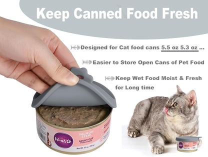 COMTIM Cat Food Can Covers Lids for 5.5 oz Cans, 2 Pack Silicone Cat Food Can Lids for 5.5 oz 5.3 oz Cans...Pet Food Can Covers Reusable Can Toppers Savers for Wet Food