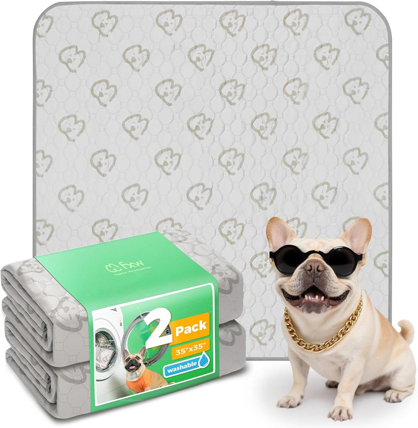 FXW Washable Pee Pads for Dogs, Puppy Pads with Super Absorbent, Specifically Designed for FXW Rollick/Homeplus 24inch 6 Panels Dog Playpen, 39" x 63" Rectangle, Khaki, 1 Pack