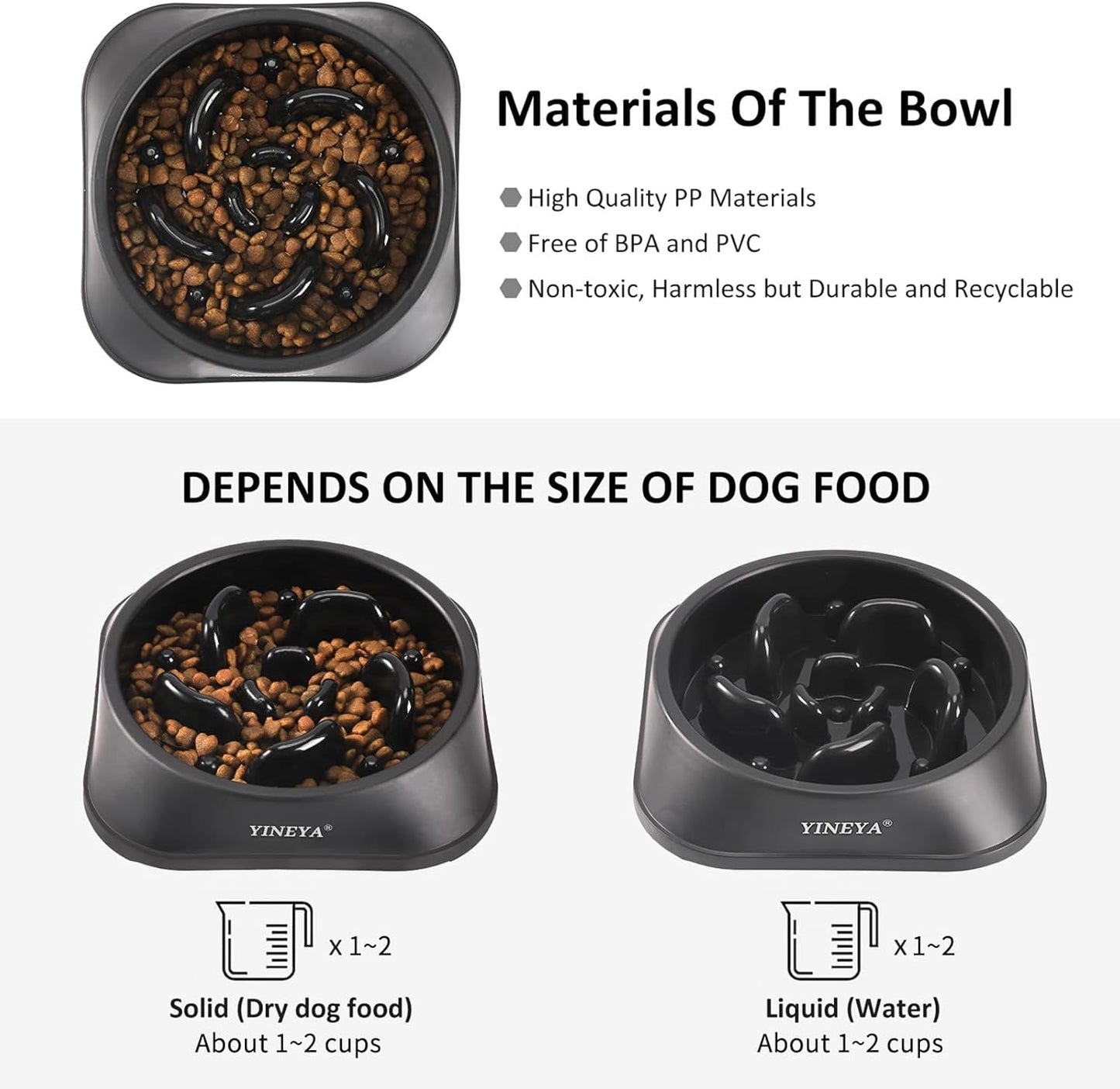 YINEYA Slow Feeder Dog Bowls, Pet Supplies that Slow Down Eating, Pet Food Bowls, Maze Dog Puzzle Feeder for Medium Breed