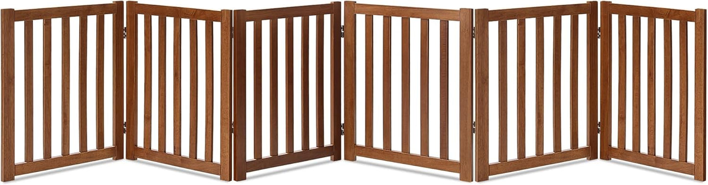 LZRS 2-Panel Wooden Free Standing Foldable Dog Gate Indoor – Solid Hardwood 24" High, Step-Over Safety Pet Gate for Doorways, Stairs & Small Spaces - Indoor Use, White