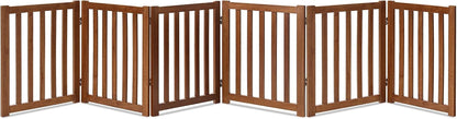LZRS 2-Panel Wooden Free Standing Foldable Dog Gate Indoor – Solid Hardwood 24" High, Step-Over Safety Pet Gate for Doorways, Stairs & Small Spaces - Indoor Use, White