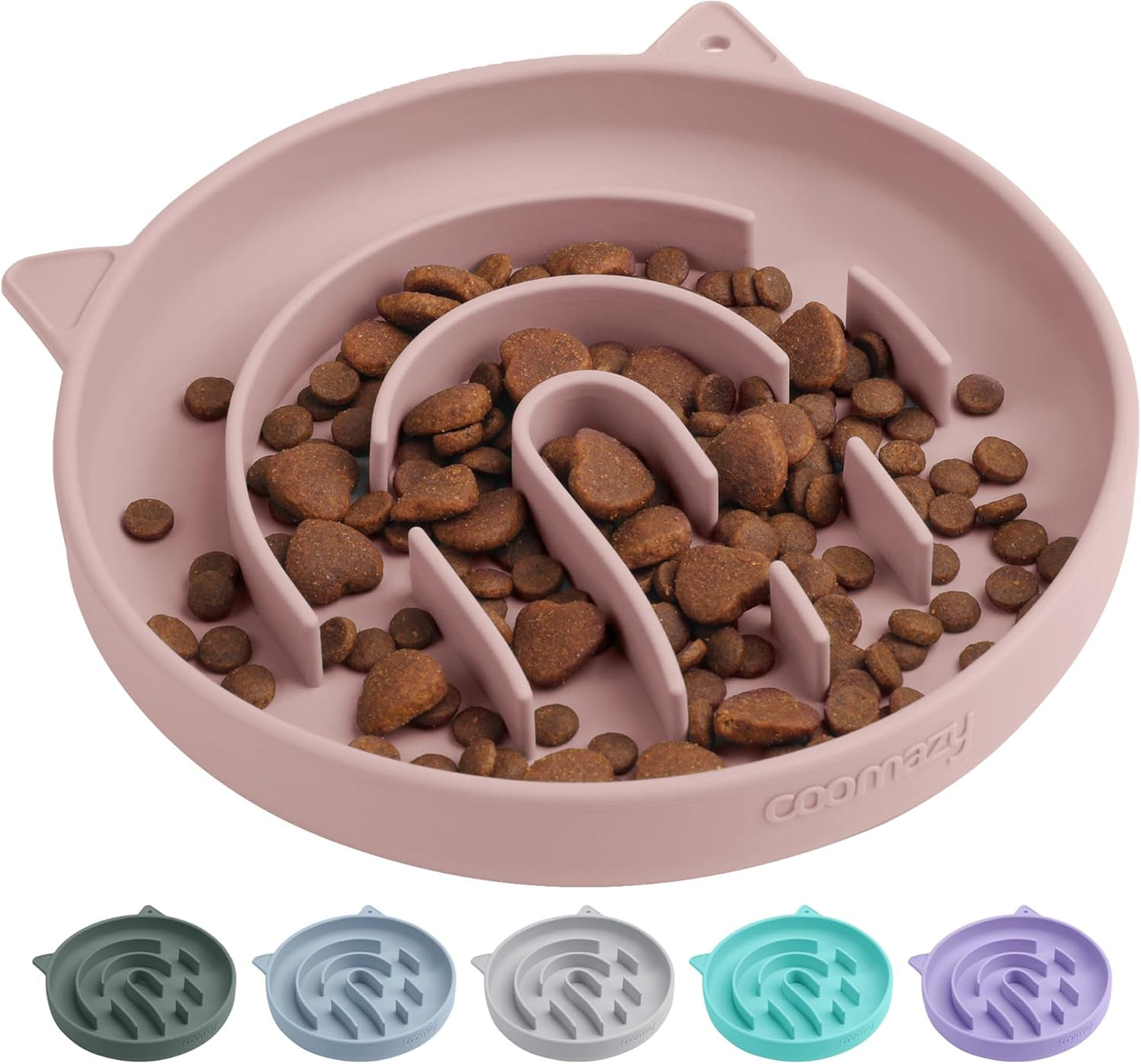 Coomazy Large Silicone Slow Feeder Dog Bowls, Interactive Puzzle Toy for Pets Food Training, Keeps Dogs Busy, Prevents Puppy Overeating (Dark Green, Large: 3.2Cup)