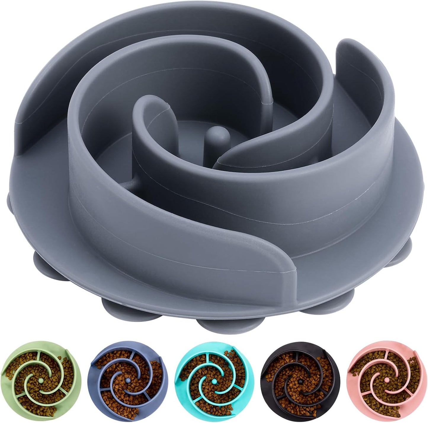Slow Feeder Dog Bowls Insert, Bestalk Soft Silicone Slow Eating Feeder Insert with Suction Cups for Small, Medium and Large Dogs, Fit into Basic and Elevated Dog Bowls, Dark Blue