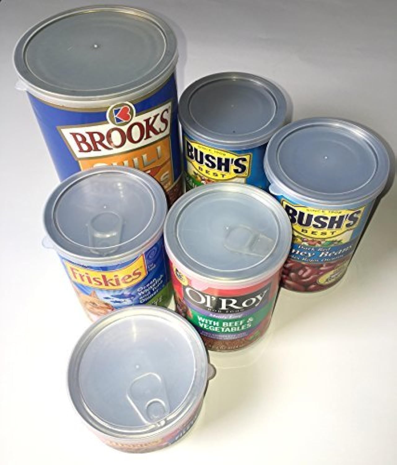 ALAZCO 6pc BPA-Free Can Covers - Large Medium & Small Plastic Tight Seal Lids For Canned Goods or Pet Dog Cat Food Saver Reusable