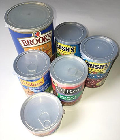 ALAZCO 6pc BPA-Free Can Covers - Large Medium & Small Plastic Tight Seal Lids For Canned Goods or Pet Dog Cat Food Saver Reusable