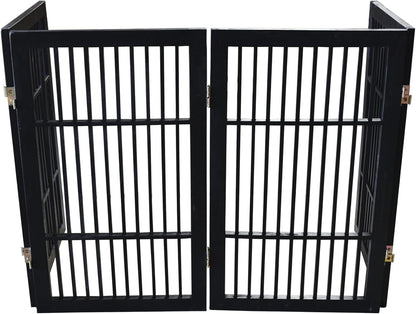 Urnporium Freestanding Wooden Dog Gate for Doorways – Foldable Acacia Wood Pet Gate, No Drill Portable Indoor/Outdoor Puppy Fence Barrier (White Pet Gate, 3 Panel 24" Tall)