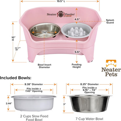 Neater Feeder Express Mess Proof Dog Bowls Elevated for Small Breeds under 15 Lb, Made in USA, No Spill Raised Dog Food Bowl Stand, Stainless Steel Food and Water Bowl Set, Feeding Station, Cappuccino